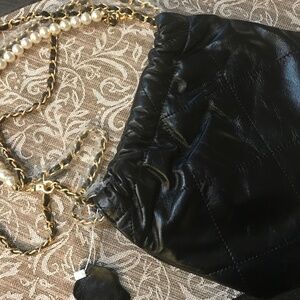 Black real cow leather bag